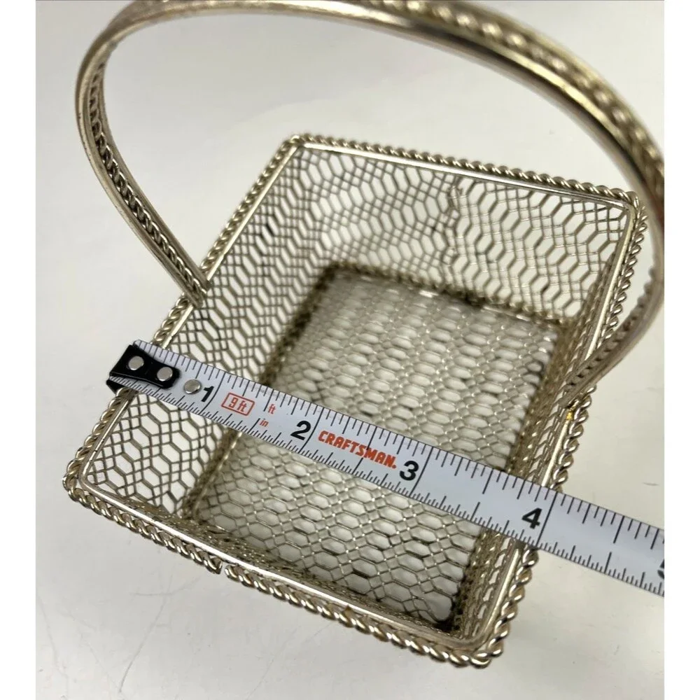 Ornate Silver-toned Colored Wire Basket With Handle